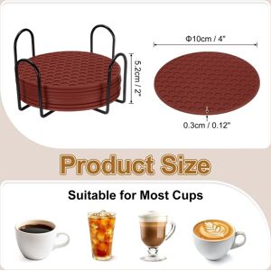 Unique Silicone Coasters with Holder, Round Coaster for Drink, Non-Slip Non-Stick Heat Resistant Place Mats Washable Brown 8 Pcs Unique Silicone Coasters with Holder, Round Coaster for Drink, Non-Slip Non-Stick Heat Resistant Place Mats Washable Brown 8 Pcs