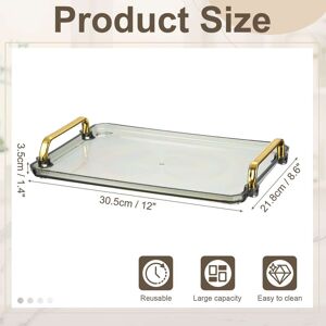 Unique Plastic Serving Tray with Golden Handle, Modern Rectangular Decorative Tray Acrylic Reusable Tea Platter Clear Green 12 Unique Plastic Serving Tray with Golden Handle, Modern Rectangular Decorative Tray Acrylic Reusable Tea Platter Clear Green 12