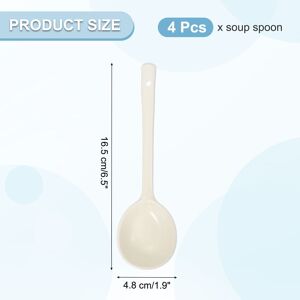 Unique Ceramic Soup Spoons, Long Handle Dinner Serving Spoon for Noodles - 6.5 inch White 6.5 inch Unique Ceramic Soup Spoons, Long Handle Dinner Serving Spoon for Noodles - 6.5 inch White 6.5 inch