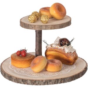 Vintiquewise Two Tier Natural Wood Color Tree Bark Server Tray with Rustic Appeal, Two Sizes Trays Natural 12.0 In. L X 12.0 In. W X 8.0 In. H Vintiquewise Two Tier Natural Wood Color Tree Bark Server Tray with Rustic Appeal, Two Sizes Trays Natural 12.0 In. L X 12.0 In. W X 8.0 In. H