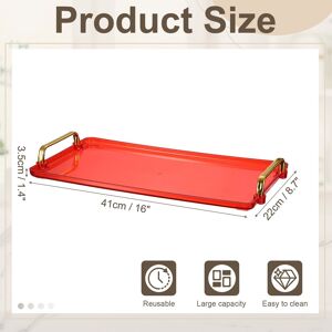 Unique Plastic Serving Tray with Golden Handle, Modern Rectangular Decorative Tray Acrylic Reusable Tea Platter Clear Red 16 Unique Plastic Serving Tray with Golden Handle, Modern Rectangular Decorative Tray Acrylic Reusable Tea Platter Clear Red 16