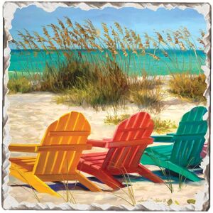 Counterart Absorbent Stone Coasters - Beach Chairs - Set of 4 - 4x4x19 4x4x19 Counterart Absorbent Stone Coasters - Beach Chairs - Set of 4 - 4x4x19 4x4x19