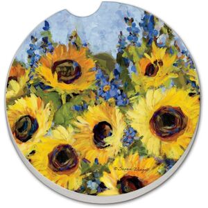 CounterArt Gallery Sunflowers 2 Pack Absorbent Stone Coaster for Vehicle Cup Holder 2.6” Diameter Manufactured in The USA Multi 2.5 In. L X 2.5 In. W X 0.5 In. D CounterArt Gallery Sunflowers 2 Pack Absorbent Stone Coaster for Vehicle Cup Holder 2.6” Diameter Manufactured in The USA Multi 2.5 In. L X 2.5 In. W X 0.5 In. D