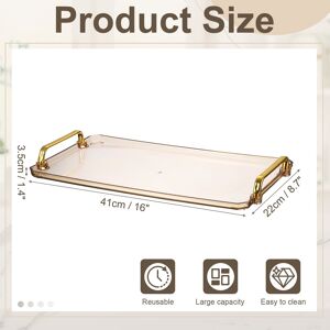 Unique Plastic Serving Tray with Golden Handle, Modern Rectangular Decorative Tray Acrylic Reusable Tea Platter Gold 16 Unique Plastic Serving Tray with Golden Handle, Modern Rectangular Decorative Tray Acrylic Reusable Tea Platter Gold 16