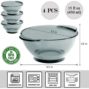 STP Goods 15.2 fl oz Borosilicate Glass Salad & Dessert Bowl Set of 4 Grey Set of 4 STP Goods 15.2 fl oz Borosilicate Glass Salad & Dessert Bowl Set of 4 Grey Set of 4