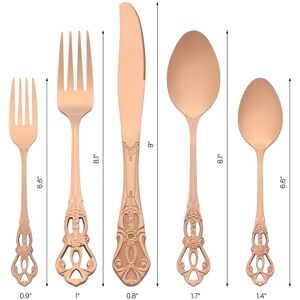 Unique 20 PCS Silverware Set, Stainless Steel Floral Flatware, Modern Cutlery Set, Serving Utensils Set for Kitchen Eating Tableware Rose Gold 20 PCS Unique 20 PCS Silverware Set, Stainless Steel Floral Flatware, Modern Cutlery Set, Serving Utensils Set for Kitchen Eating Tableware Rose Gold 20 PCS