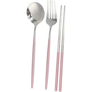 Unique 1 Set Flatware Sets Dishwasher Safe Fork Spoon Chopsticks 3-Piece Set 410 Stainless Steel Silver Tone 23.7x6x6cm Pink 0.01 In. L X 0.01 In. W X 0.01 In. H Unique 1 Set Flatware Sets Dishwasher Safe Fork Spoon Chopsticks 3-Piece Set 410 Stainless Steel Silver Tone 23.7x6x6cm Pink 0.01 In. L X 0.01 In. W X 0.01 In. H