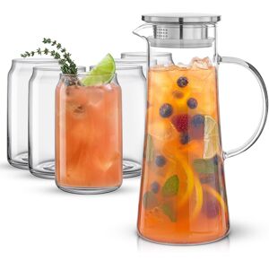 JoyJolt Glass Water Pitcher with Set of 6 Drinking Glasses Set Clear JoyJolt Glass Water Pitcher with Set of 6 Drinking Glasses Set Clear