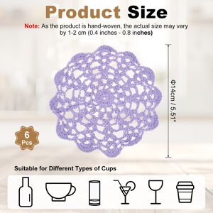 Unique Crocheted Cotton Doilies, Lace Doilies for Tables Cloth Lace Placemats Handmade Tray Doilies Round Cups Coasters Light Purple 6Pcs Unique Crocheted Cotton Doilies, Lace Doilies for Tables Cloth Lace Placemats Handmade Tray Doilies Round Cups Coasters Light Purple 6Pcs