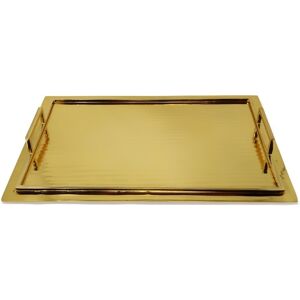 Vivience Gold Glossy Textured Design Serving Tray with Gold Handles (3 Sizes) Gold Large Vivience Gold Glossy Textured Design Serving Tray with Gold Handles (3 Sizes) Gold Large