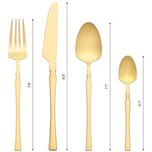 Unique 24 Pcs Silverware Set, Stainless Steel Serving Utensils Set, Mirror Polished Cutlery Set for Kitchen Eating Tableware - 24 PCS Gold 24 PCS Unique 24 Pcs Silverware Set, Stainless Steel Serving Utensils Set, Mirror Polished Cutlery Set for Kitchen Eating Tableware - 24 PCS Gold 24 PCS