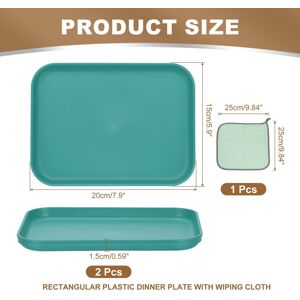Unique Plastic Tray, Pack Rectangular Plates Food Tray Wheat Plates Dishes Reusable Dessert Plate Trays with Cloth Dark Green XS(7.9 Unique Plastic Tray, Pack Rectangular Plates Food Tray Wheat Plates Dishes Reusable Dessert Plate Trays with Cloth Dark Green XS(7.9