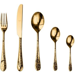 Mepra Coccodrillo Flatware Set with Moka Spoons - 30 Pieces Gold Service for 6 Mepra Coccodrillo Flatware Set with Moka Spoons - 30 Pieces Gold Service for 6