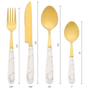 Unique 24 Pcs Silverware Set, Stainless Steel Floral Flatware Set for 6, Modern Cutlery Set for Kitchen Dining - 24 PCS White 24 PCS Unique 24 Pcs Silverware Set, Stainless Steel Floral Flatware Set for 6, Modern Cutlery Set for Kitchen Dining - 24 PCS White 24 PCS