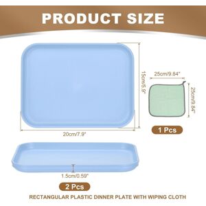 Unique Plastic Tray, Pack Rectangular Plates Food Tray Wheat Plates Dishes Reusable Dessert Plate Trays with Cloth Blue XS(7.9 Unique Plastic Tray, Pack Rectangular Plates Food Tray Wheat Plates Dishes Reusable Dessert Plate Trays with Cloth Blue XS(7.9