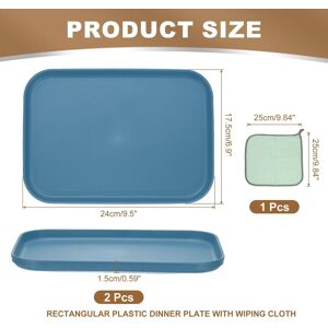Unique Plastic Tray, Pack Rectangular Plates Food Tray Wheat Plates Dishes Reusable Dessert Plate Trays with Cloth Dark Blue S(9.5 Unique Plastic Tray, Pack Rectangular Plates Food Tray Wheat Plates Dishes Reusable Dessert Plate Trays with Cloth Dark Blue S(9.5
