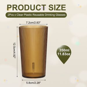 Unique Clear Plastic Reusable Drinking Glasses, 5.1oz Ribbed Water Cup(Brown, 2Pcs) Brown 11.8oz Unique Clear Plastic Reusable Drinking Glasses, 5.1oz Ribbed Water Cup(Brown, 2Pcs) Brown 11.8oz