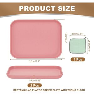 Unique Plastic Tray, Pack Rectangular Plates Food Tray Wheat Plates Dishes Reusable Dessert Plate Trays with Cloth Pink XS(7.9 Unique Plastic Tray, Pack Rectangular Plates Food Tray Wheat Plates Dishes Reusable Dessert Plate Trays with Cloth Pink XS(7.9