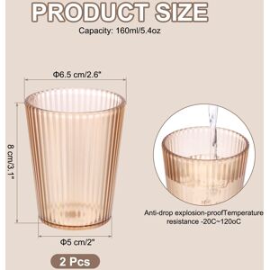 Unique Clear Acrylic Drinking Glasses, Stripe Texture Water Cup Brown 2Pcs, 5.4oz Unique Clear Acrylic Drinking Glasses, Stripe Texture Water Cup Brown 2Pcs, 5.4oz