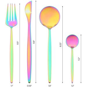 Unique 24 PCS Silverware Set, Stainless Steel Flatware, Mirror Polished Cutlery Set, Serving Utensils Set for Kitchen Tableware Colorful 24 PCS Unique 24 PCS Silverware Set, Stainless Steel Flatware, Mirror Polished Cutlery Set, Serving Utensils Set for Kitchen Tableware Colorful 24 PCS