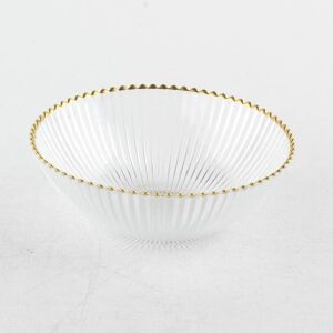 Vivience Clear Glass Dessert Bowl Ribbed with Gold Rim-5 Gold 1.0 In. H X 5.0 In. D Vivience Clear Glass Dessert Bowl Ribbed with Gold Rim-5 Gold 1.0 In. H X 5.0 In. D