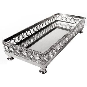 Jiallo Heim Concept Sparkle Vanity Mirror Tray with Beaded Crystals Clear,Silver 10.875 in. L x 4.25 in. W Jiallo Heim Concept Sparkle Vanity Mirror Tray with Beaded Crystals Clear,Silver 10.875 in. L x 4.25 in. W