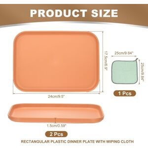 Unique Plastic Tray, Pack Rectangular Plates Food Tray Wheat Plates Dishes Reusable Dessert Plate Trays with Cloth Orange S(9.5 Unique Plastic Tray, Pack Rectangular Plates Food Tray Wheat Plates Dishes Reusable Dessert Plate Trays with Cloth Orange S(9.5