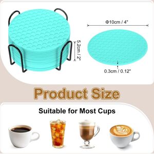 Unique Silicone Coasters with Holder, Round Coaster for Drink, Non-Slip Non-Stick Heat Resistant Place Mats Washable Turquoise 16 Pcs Unique Silicone Coasters with Holder, Round Coaster for Drink, Non-Slip Non-Stick Heat Resistant Place Mats Washable Turquoise 16 Pcs