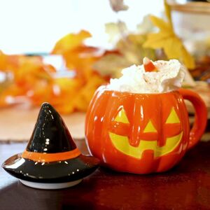 Mr. Halloween Lidded Jack-O-Lantern Mug with Spoon 6.0 In. W X 6.0 In. H X 4.6 In. D Mr. Halloween Lidded Jack-O-Lantern Mug with Spoon 6.0 In. W X 6.0 In. H X 4.6 In. D