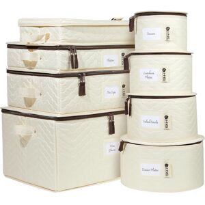 HOLDN’ STORAGE China Storage Hard Shell Containers, Set Moving Boxes for Dinnerware, Glasses, Plates, Mugs and Saucers with Dividers Beige Quilted 8-Piece HOLDN’ STORAGE China Storage Hard Shell Containers, Set Moving Boxes for Dinnerware, Glasses, Plates, Mugs and Saucers with Dividers Beige Quilted 8-Piece