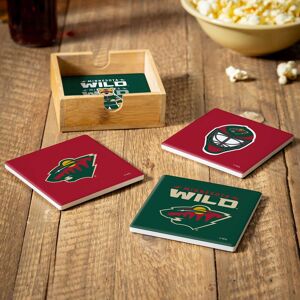 Evergreen Minnesota Wild 4-Piece Ceramic Coasters Set with Wood Caddy Multi-Color 4.0 In. L X 4.0 In. W X 2.0 In. H Evergreen Minnesota Wild 4-Piece Ceramic Coasters Set with Wood Caddy Multi-Color 4.0 In. L X 4.0 In. W X 2.0 In. H