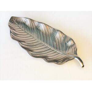Elegance Botanic Collection Titanium Porcelain Matt silver leaf sering tray 17 Silver 7.5 In. L X 17.0 In. W X 1.5 In. H Elegance Botanic Collection Titanium Porcelain Matt silver leaf sering tray 17 Silver 7.5 In. L X 17.0 In. W X 1.5 In. H