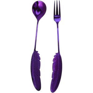 Unique 1 Set Flatware Sets Dishwasher Safe Feather-Designed Spoon Fork 2-Piece Set 304 Stainless Steel Silver Tone 16x3x3cm Purple 0.01 In. L X 0.01 In. W X 0.01 In. H Unique 1 Set Flatware Sets Dishwasher Safe Feather-Designed Spoon Fork 2-Piece Set 304 Stainless Steel Silver Tone 16x3x3cm Purple 0.01 In. L X 0.01 In. W X 0.01 In. H