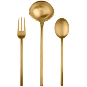 Mepra 3-piece Stainless Steel w/PVD Titanium Coating Due Ice Oro Serving Set (Fork, Spoon, and Ladle) due ice oro Service for 1 Mepra 3-piece Stainless Steel w/PVD Titanium Coating Due Ice Oro Serving Set (Fork, Spoon, and Ladle) due ice oro Service for 1