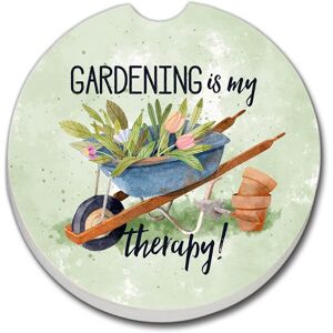 CounterArt Absorbent Stoneware Car Coaster, Gardening is My Therapy, Set of 2 Multi 2.6 In. L X 2.6 In. W X 1.0 In. D CounterArt Absorbent Stoneware Car Coaster, Gardening is My Therapy, Set of 2 Multi 2.6 In. L X 2.6 In. W X 1.0 In. D