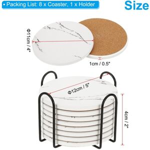 Unique Ceramic Stone Coasters, 8pcs Cork Base Cup Coasters Set with Holder White 0.1 In. W X 0.1 In. D Unique Ceramic Stone Coasters, 8pcs Cork Base Cup Coasters Set with Holder White 0.1 In. W X 0.1 In. D