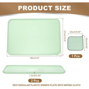 Unique Plastic Tray, Pack Rectangular Plates Food Tray Wheat Plates Dishes Reusable Dessert Plate Trays with Cloth Green L(15 Unique Plastic Tray, Pack Rectangular Plates Food Tray Wheat Plates Dishes Reusable Dessert Plate Trays with Cloth Green L(15