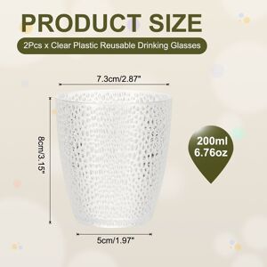 Unique Clear Plastic Reusable Drinking Glasses, 6.8oz Hobnail Water Cup(Brown, 2Pcs) Transparent 6.8oz Unique Clear Plastic Reusable Drinking Glasses, 6.8oz Hobnail Water Cup(Brown, 2Pcs) Transparent 6.8oz