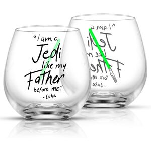 JoyJolt Star Wars New Hope Lightsaber Stemless Drinking Glass-15 oz-Set of 2 - 15 oz Luke Skywalker™ Green Lightsaber 15 oz JoyJolt Star Wars New Hope Lightsaber Stemless Drinking Glass-15 oz-Set of 2 - 15 oz Luke Skywalker™ Green Lightsaber 15 oz