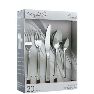 MegaChef Luton 20 Piece Stainless Steel Service For 4 Silverware Set Silver Service for 4 MegaChef Luton 20 Piece Stainless Steel Service For 4 Silverware Set Silver Service for 4