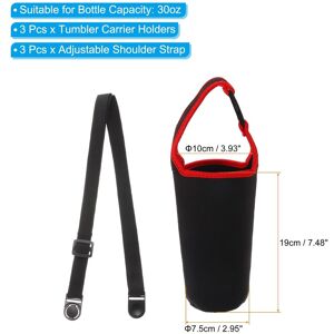 Unique Tumbler Carrier Holders with Shoulder Strap, Reusable Neoprene Insulated Mug Water Bottle Protector - 30oz Black Red 30oz Unique Tumbler Carrier Holders with Shoulder Strap, Reusable Neoprene Insulated Mug Water Bottle Protector - 30oz Black Red 30oz