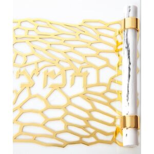 Vivience Acrylic Challah Tray with Cylinder Handles - 16 Gold/Marble Handles 12.0 In. L X 16.0 In. W X 1.7 In. H Vivience Acrylic Challah Tray with Cylinder Handles - 16 Gold/Marble Handles 12.0 In. L X 16.0 In. W X 1.7 In. H