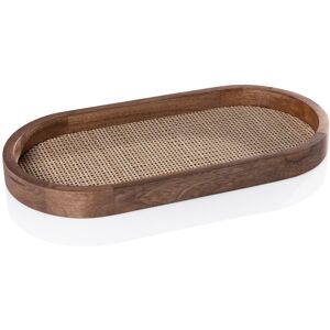 Zodax Banyan Mango Wood w/ Rattan Inlay Oval Tray Beige Medium Zodax Banyan Mango Wood w/ Rattan Inlay Oval Tray Beige Medium