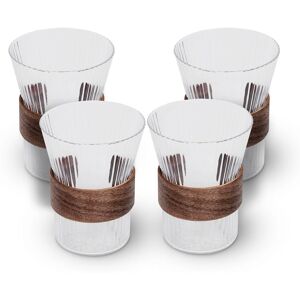 Bruno Magli Set of 4 Whiskey Rock Glasses with Wood Band - 10 oz Clear 10 oz Bruno Magli Set of 4 Whiskey Rock Glasses with Wood Band - 10 oz Clear 10 oz