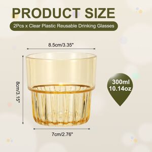 Unique Clear Plastic Reusable Drinking Glasses, 6.8oz Water Cup(Transparent, 2Pcs) Yellow 10oz Unique Clear Plastic Reusable Drinking Glasses, 6.8oz Water Cup(Transparent, 2Pcs) Yellow 10oz