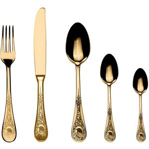Mepra Diana Flatware Set with Moka Spoons - 30 Pieces Gold Service for 6 Mepra Diana Flatware Set with Moka Spoons - 30 Pieces Gold Service for 6