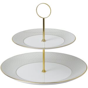 Wedgwood Gio Gold (Arris) Cake Stand Two-Tier White 8.1 In. L X 8.1 In. W X 1.0 In. H Wedgwood Gio Gold (Arris) Cake Stand Two-Tier White 8.1 In. L X 8.1 In. W X 1.0 In. H