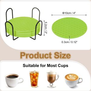 Unique Silicone Coasters with Holder, Round Coaster for Drink, Non-Slip Non-Stick Heat Resistant Place Mats Washable Green 6 Pcs Unique Silicone Coasters with Holder, Round Coaster for Drink, Non-Slip Non-Stick Heat Resistant Place Mats Washable Green 6 Pcs