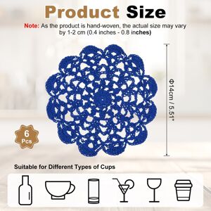 Unique Crocheted Cotton Doilies, Lace Doilies for Tables Cloth Lace Placemats Handmade Tray Doilies Round Cups Coasters Blue 6Pcs Unique Crocheted Cotton Doilies, Lace Doilies for Tables Cloth Lace Placemats Handmade Tray Doilies Round Cups Coasters Blue 6Pcs