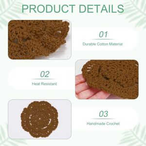 Unique Handmade Crochet Coasters, Round Cotton Placemats for Table/Cup/Bowl/Vase/Tea Trays/Home Decoration, Lace Doilies Place Mats Light Brown 4-Pack Unique Handmade Crochet Coasters, Round Cotton Placemats for Table/Cup/Bowl/Vase/Tea Trays/Home Decoration, Lace Doilies Place Mats Light Brown 4-Pack